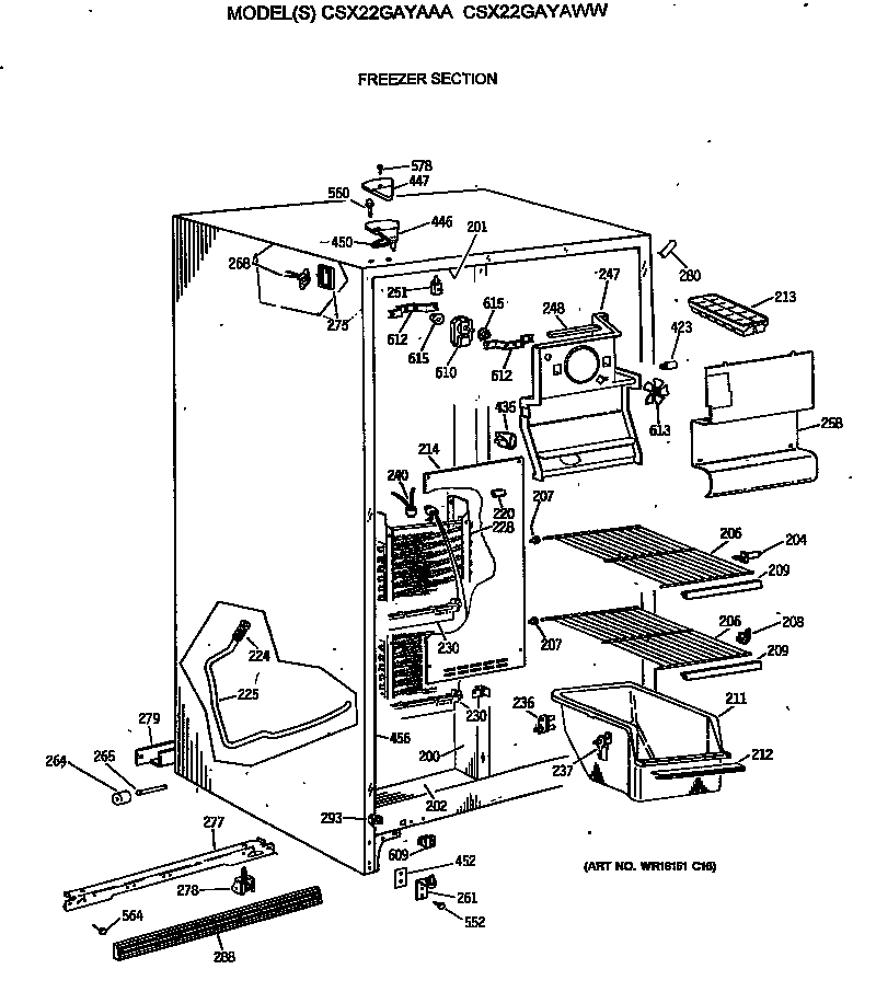 Hotpoint CSX22GAYAAA freezer section diagram