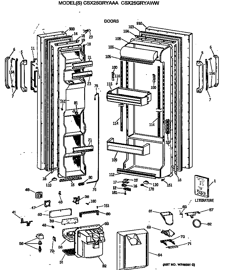 Hotpoint CSX25GRYAWW doors diagram