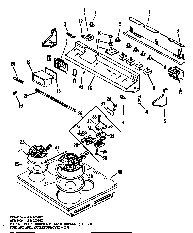 Hotpoint RF764*04 cooktop diagram