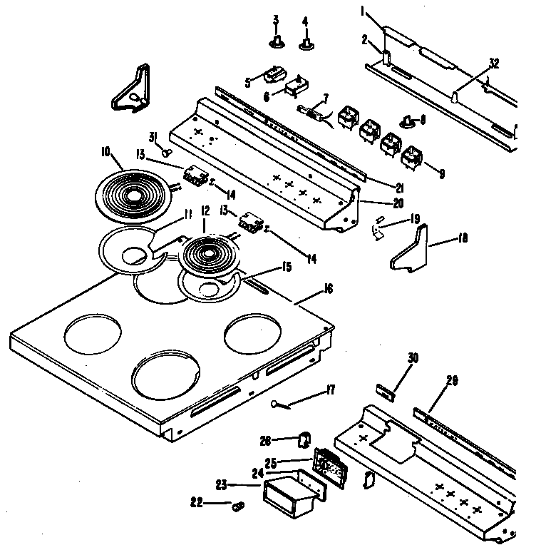 Hotpoint RF49*R3 cooktop diagram