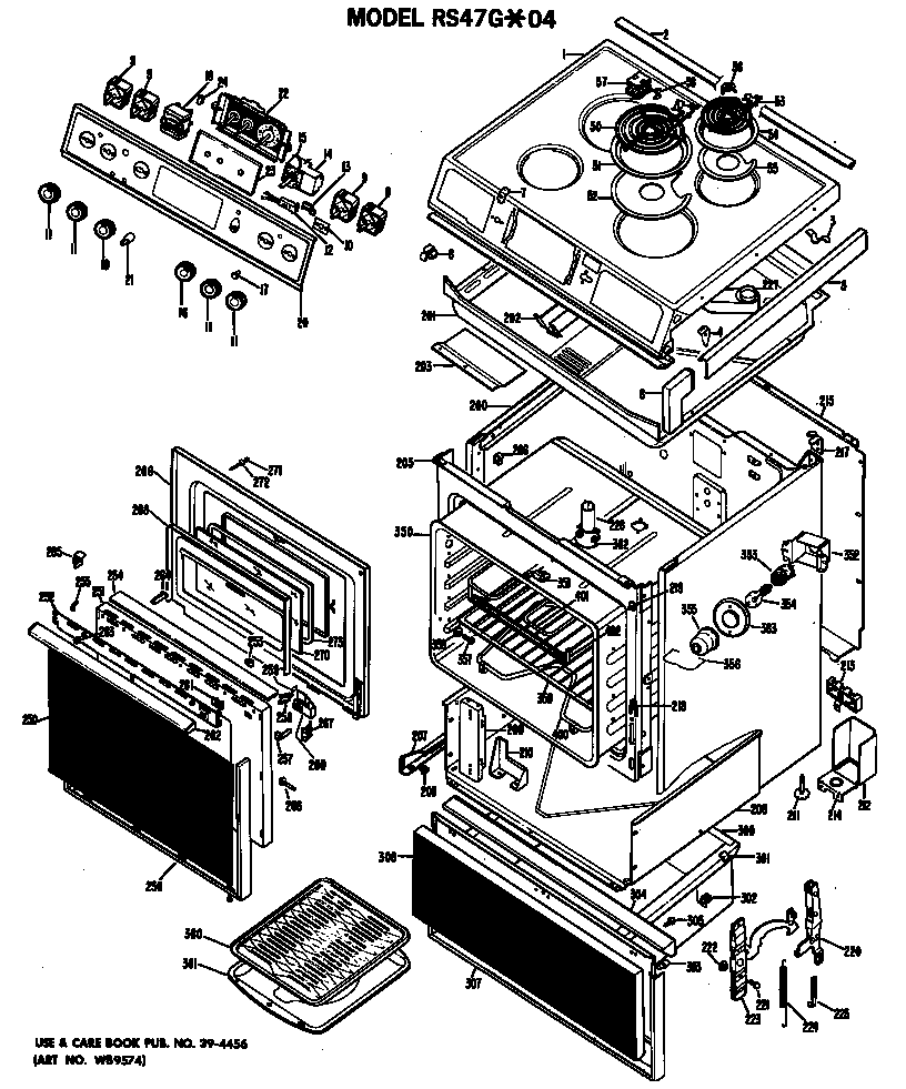 Hotpoint RS47G*04 range assembly diagram