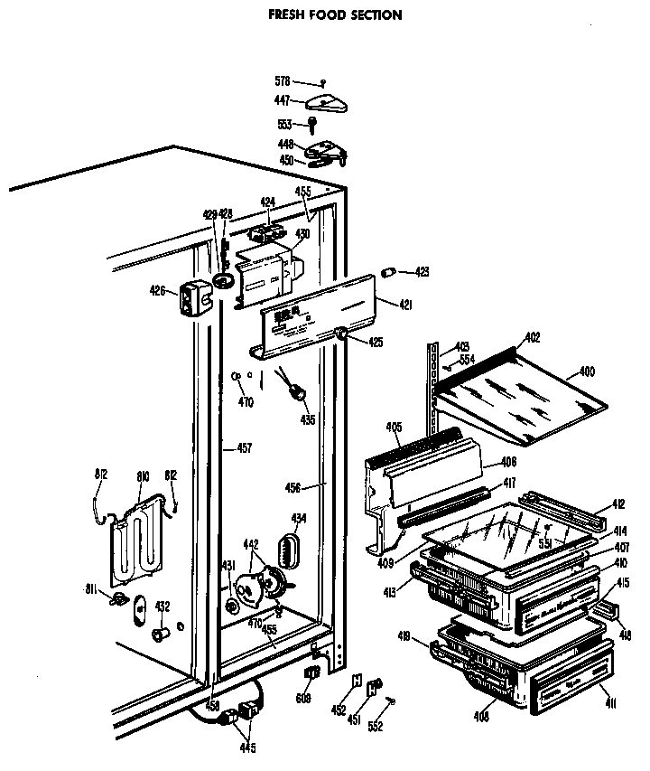 Hotpoint CSF24DBF fresh food section diagram