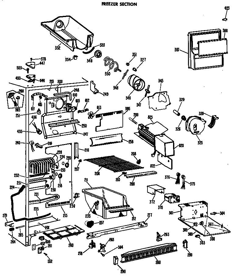 Hotpoint CSF24DBF freezer section diagram