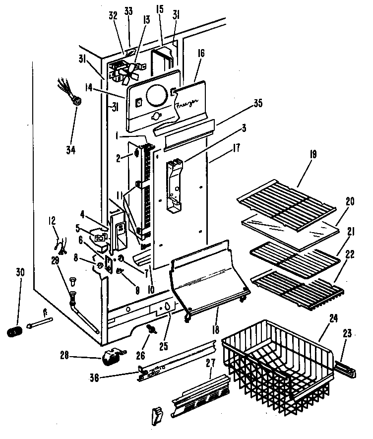 Hotpoint CSF24KMC shelves diagram