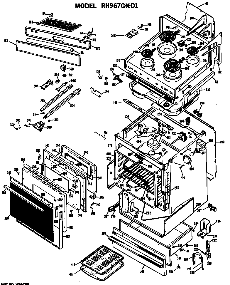 Hotpoint RH967G*D1 range assembly diagram