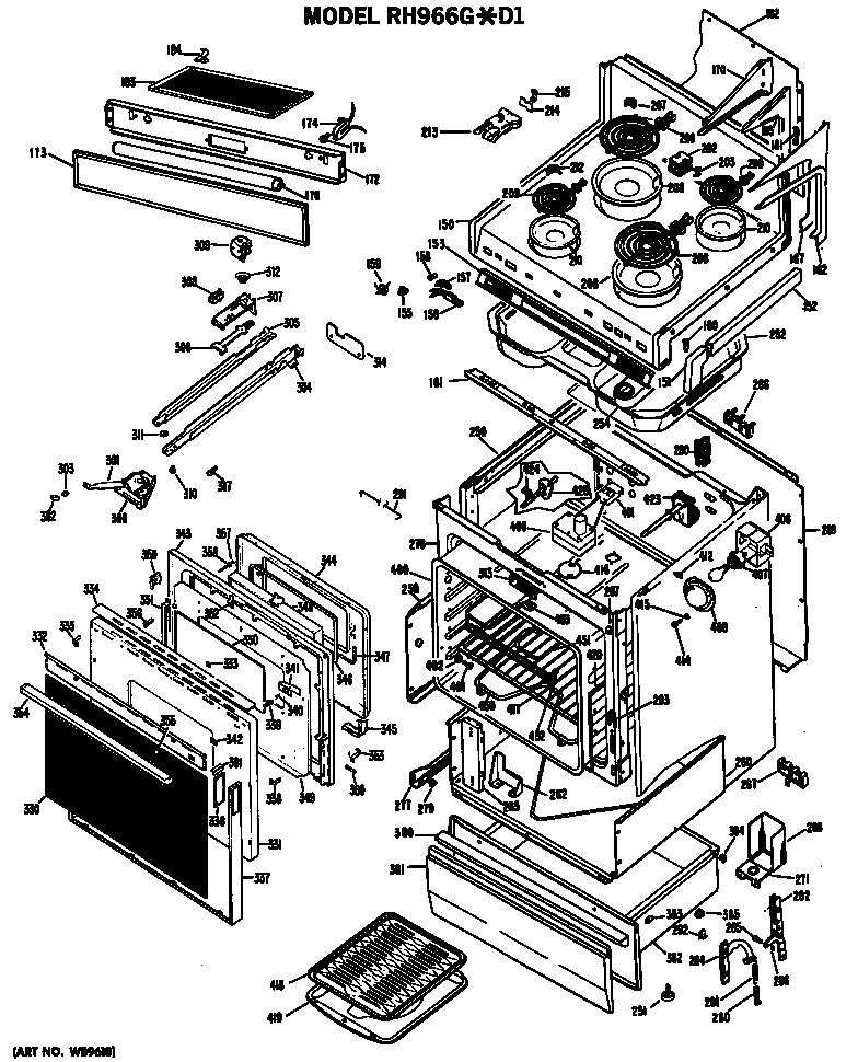 Hotpoint RH966G*D1 range assembly diagram