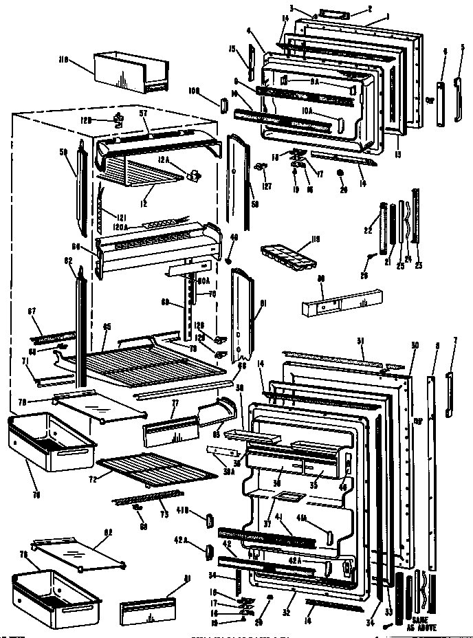 Hotpoint CTF18ELF shelves diagram