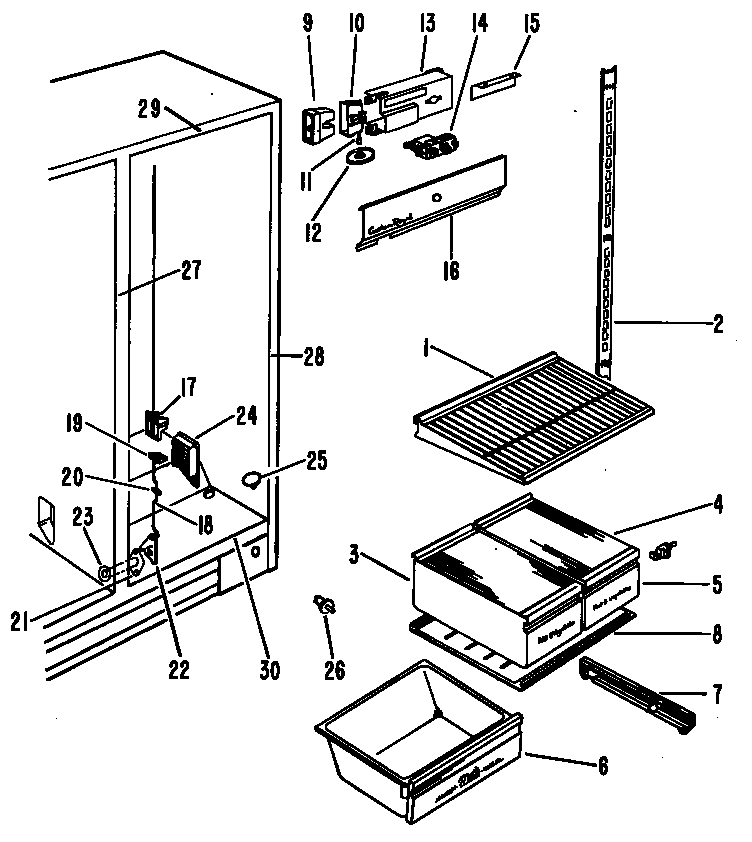 Hotpoint CSF24ELC shelves diagram