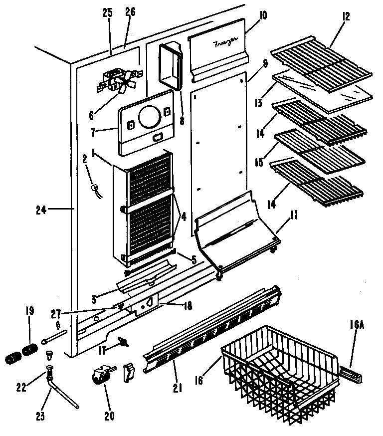Hotpoint CSF24ELC shelves diagram