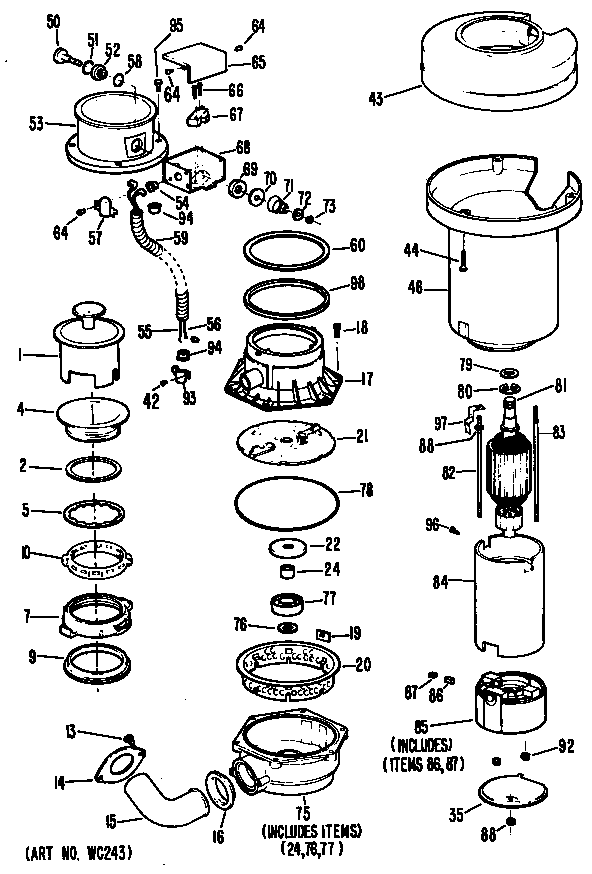 Hotpoint GFB1050-01 disposer assembly diagram
