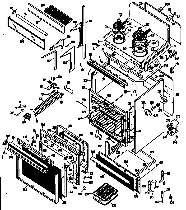 Hotpoint RH961G*H1 range assembly diagram