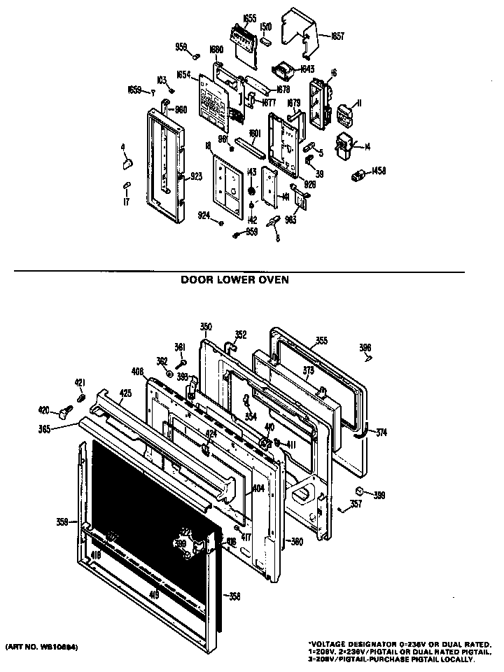 Hotpoint RK961G*J2 door lower oven diagram