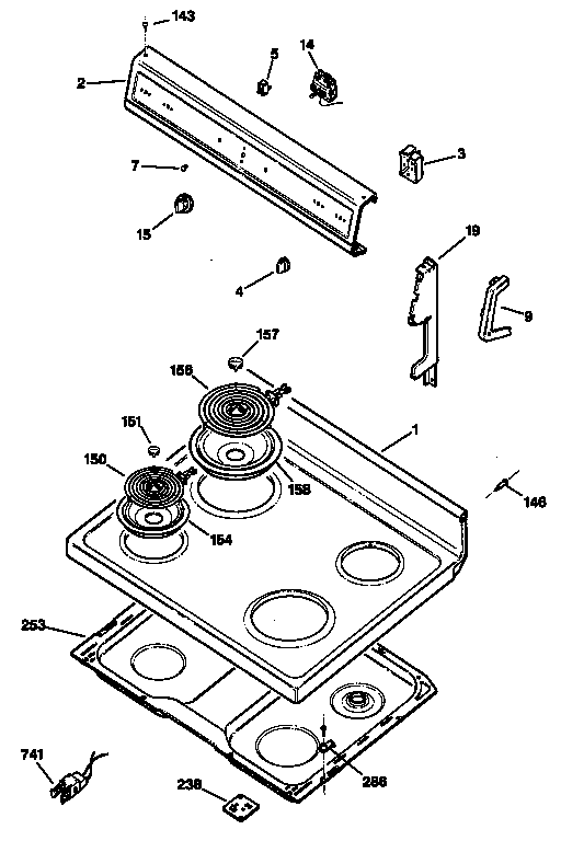 Hotpoint RB525S2 cooktop diagram