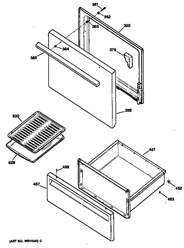 Hotpoint RB525S2 door diagram