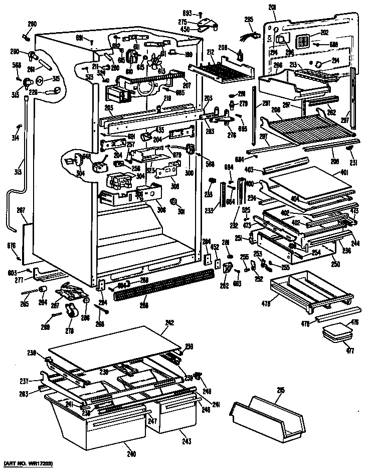 Hotpoint CTX25GKER cabinet/shelves diagram