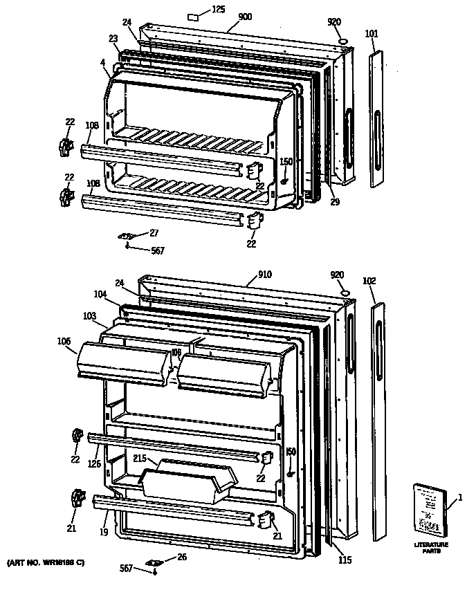 GE MTH16CYSERAD doors diagram