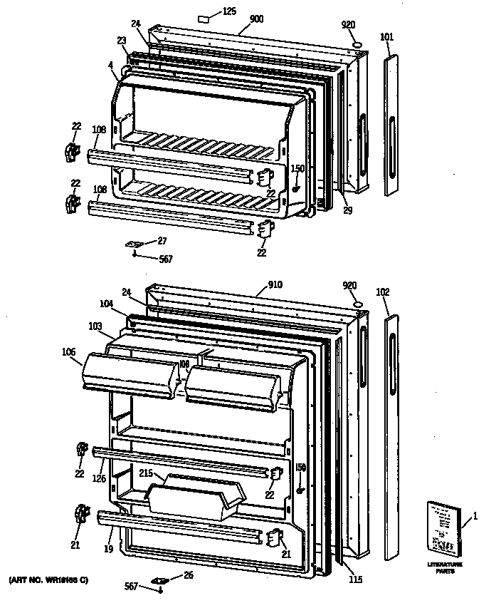 GE MTX16CYSCRAD doors diagram