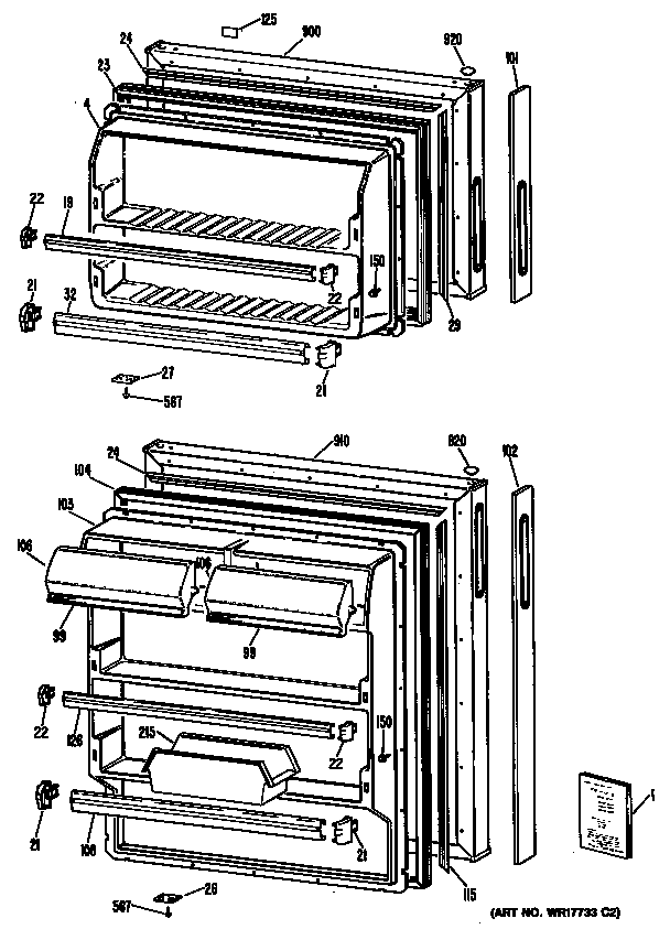 GE MTX16EYSCRAD doors diagram