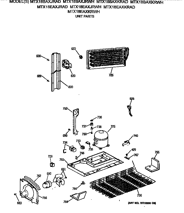 GE MTX18BAXKRWH unit parts diagram