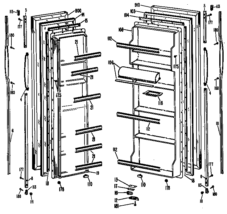 GE MSX22GLB doors diagram