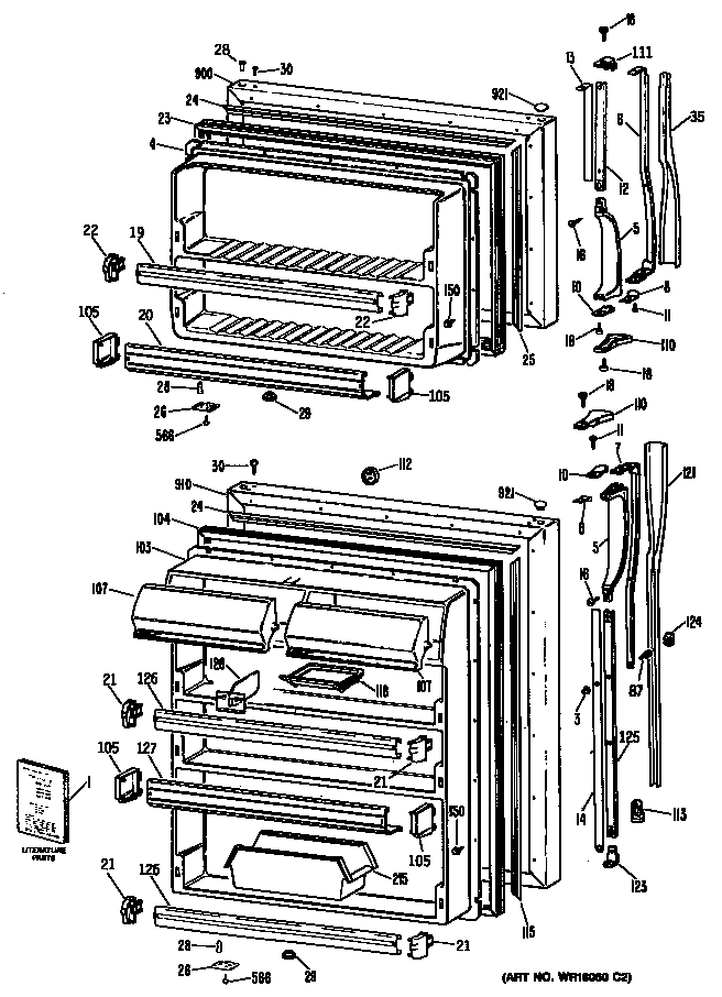 GE MTH22GRERWH doors diagram