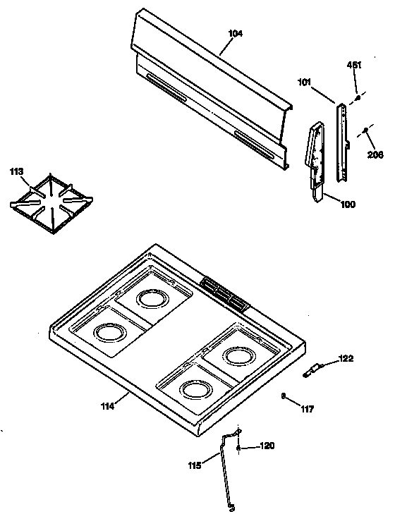 GE LGB116GPT1AD cooktop diagram