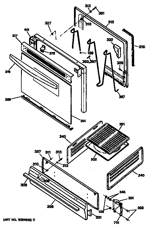 GE LGB116GPT1AD door diagram