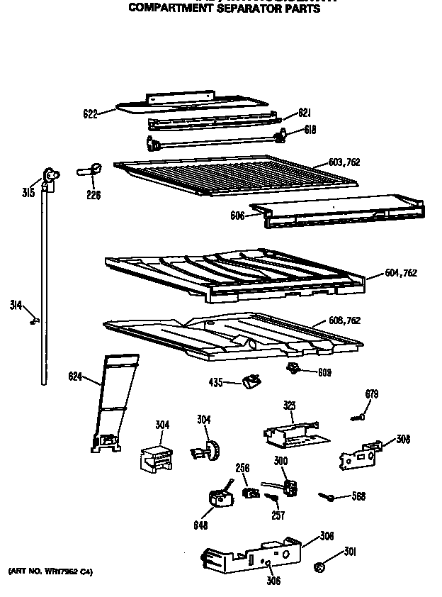 GE MTX18GASERWH compartment separator parts diagram