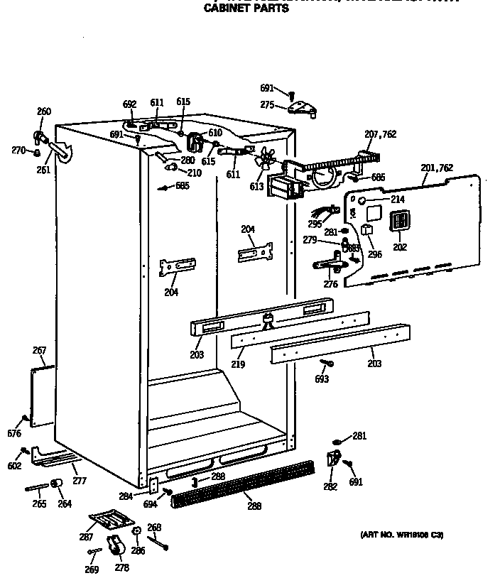 GE MTE18EASMRWH cabinet parts diagram