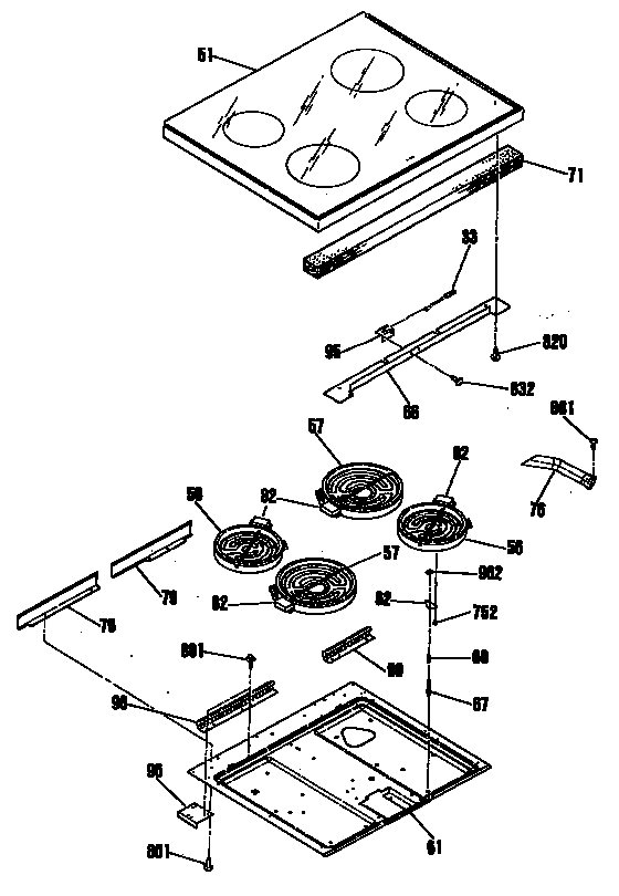 GE LEB356GS1BB cooktop diagram