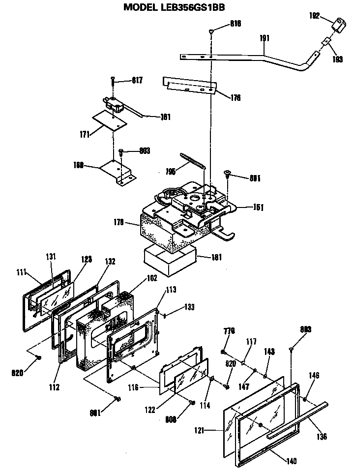 GE LEB356GS1BB door/lock diagram