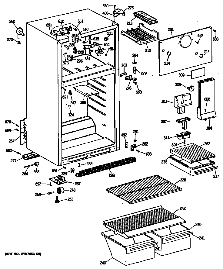 GE MTX16BYSDRWH cabinet diagram