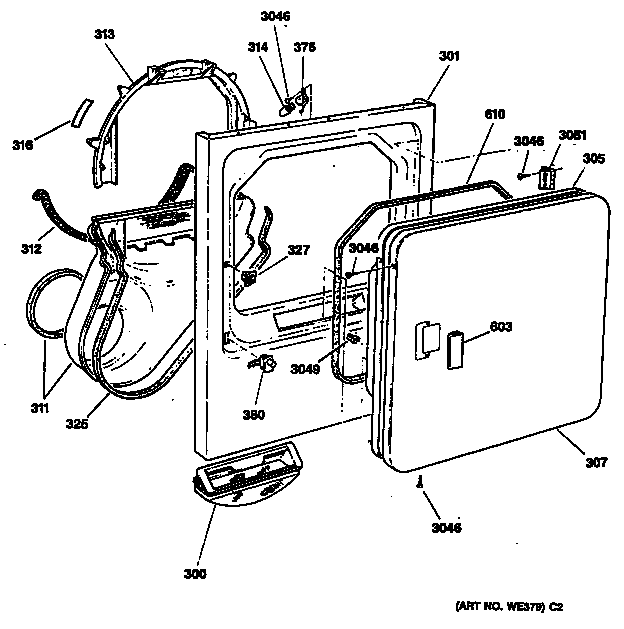 GE DRB4900SBMWW door diagram