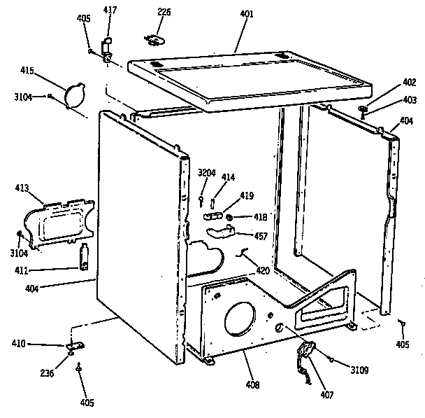 GE DRB4900SBMWW cabinet diagram