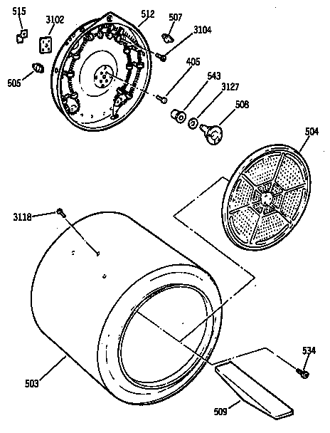 GE DRB4900SBMWW drum diagram