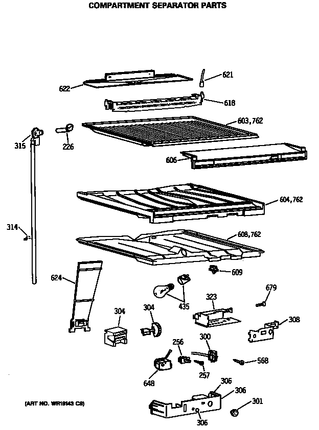 GE MTX18BASQRWH compartment separator parts diagram