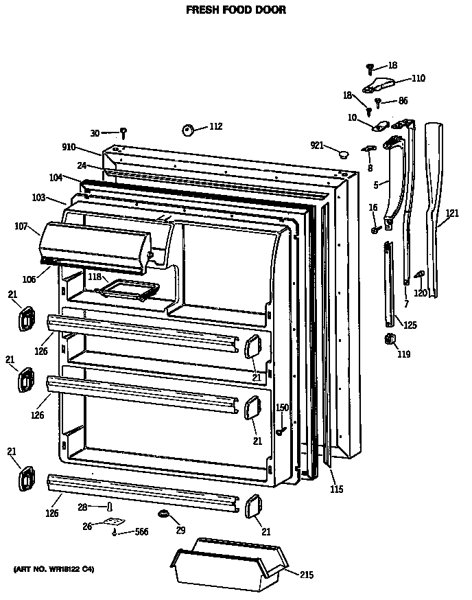 GE MTX24GISHRAD fresh food door diagram