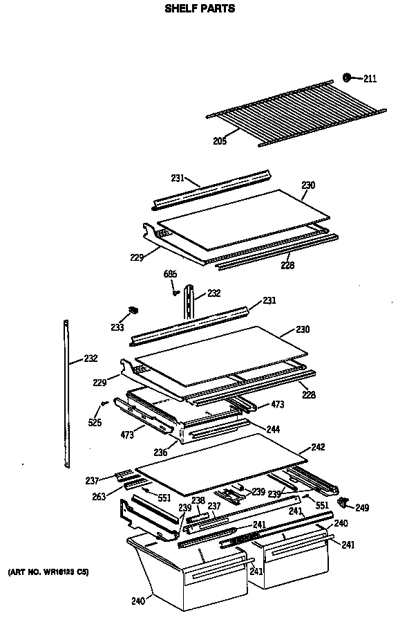 GE MTX24GISHRAD shelf parts diagram