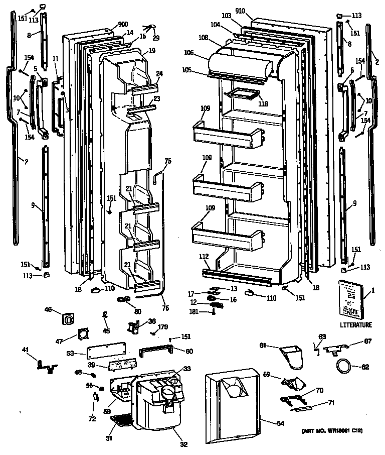 GE MSG22GRVAWH doors diagram