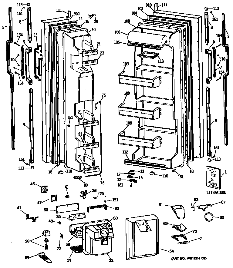 GE MSG24GRVAWH doors diagram