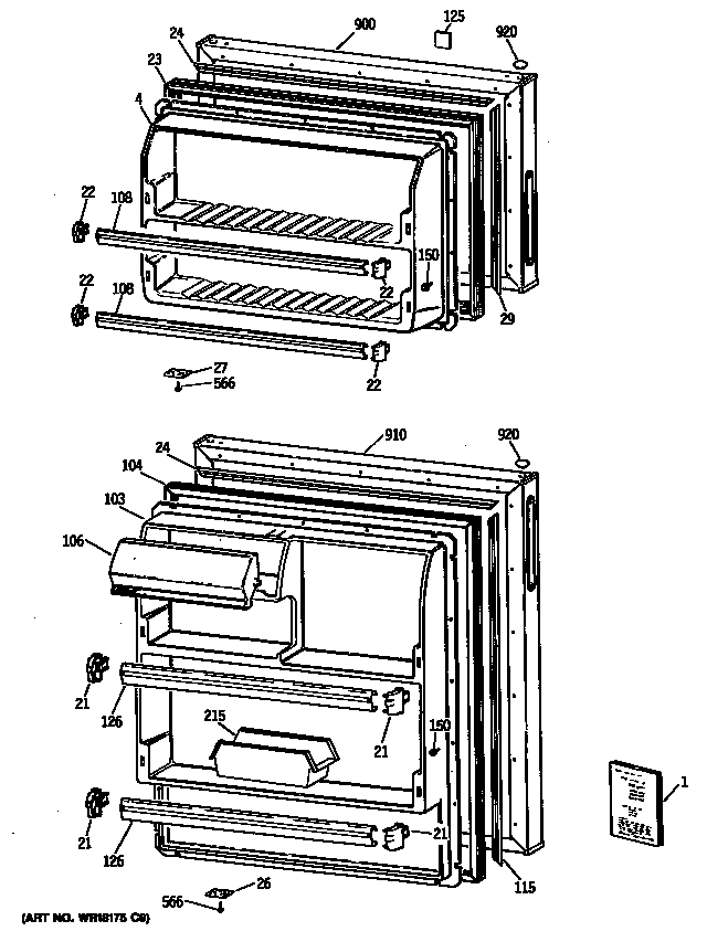 GE MTX16BYTGRAD doors diagram