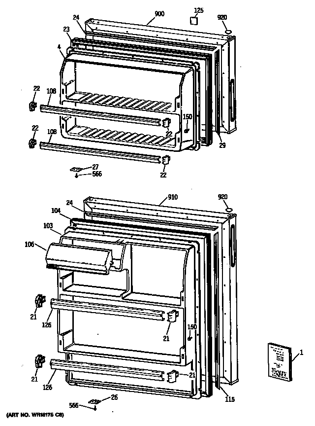 GE MTX16CYTGRAD doors diagram