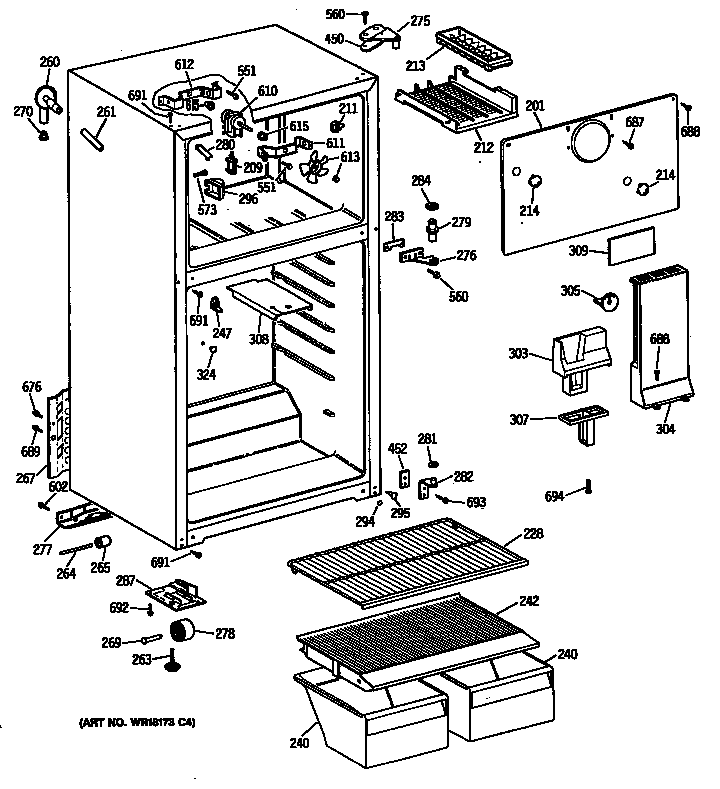 GE MTX16CYTGRAD cabinet diagram