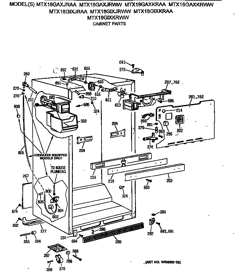 GE MTX18GAXKRWW cabinet parts diagram