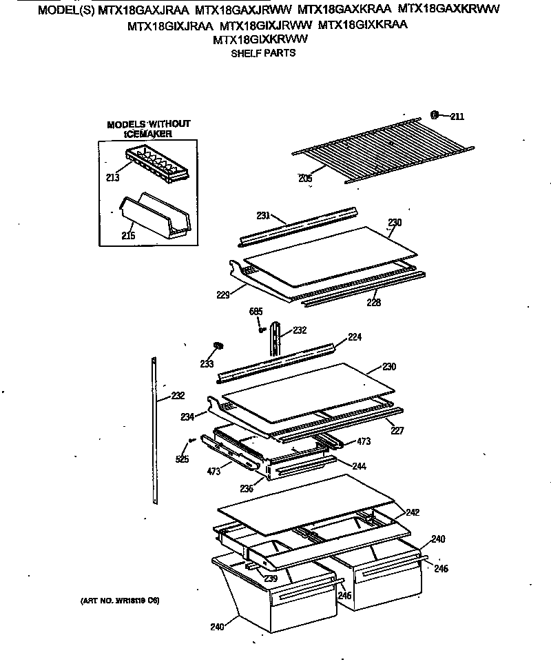GE MTX18GAXKRWW shelf parts diagram