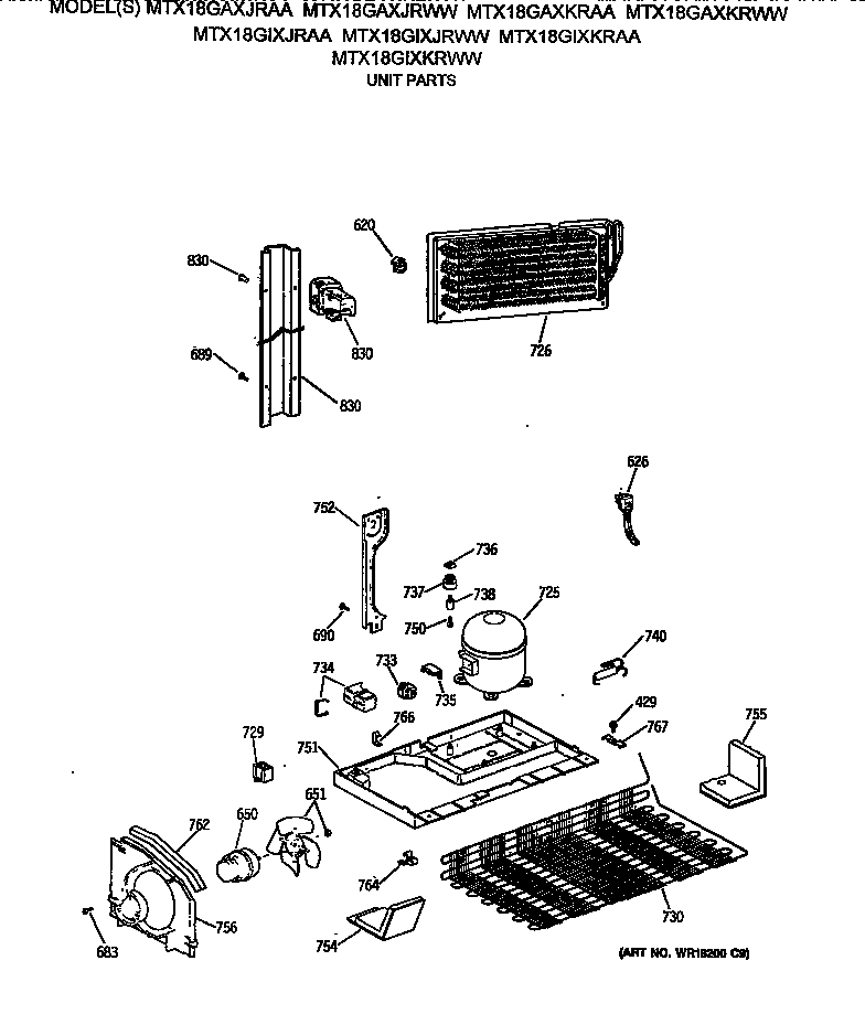 GE MTX18GAXKRWW unit parts diagram