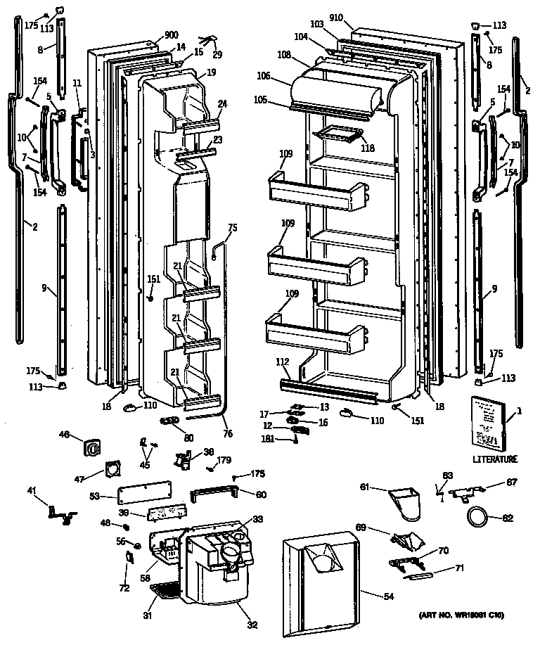 GE MSG22GRTCWW doors diagram