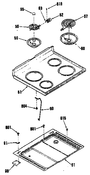 GE L3B150GL0 cooktop diagram