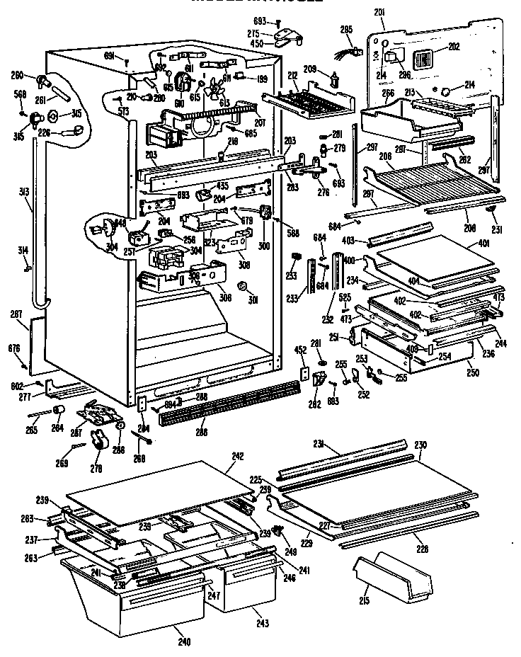 GE MTX19GLERWH cabient diagram