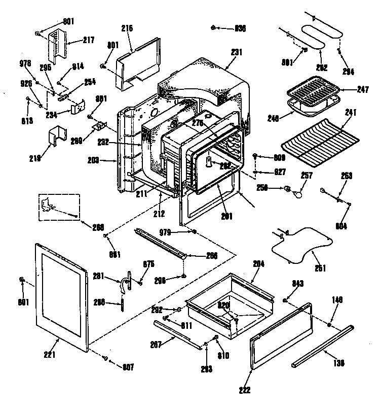 GE L3B315GL0 oven assembly diagram